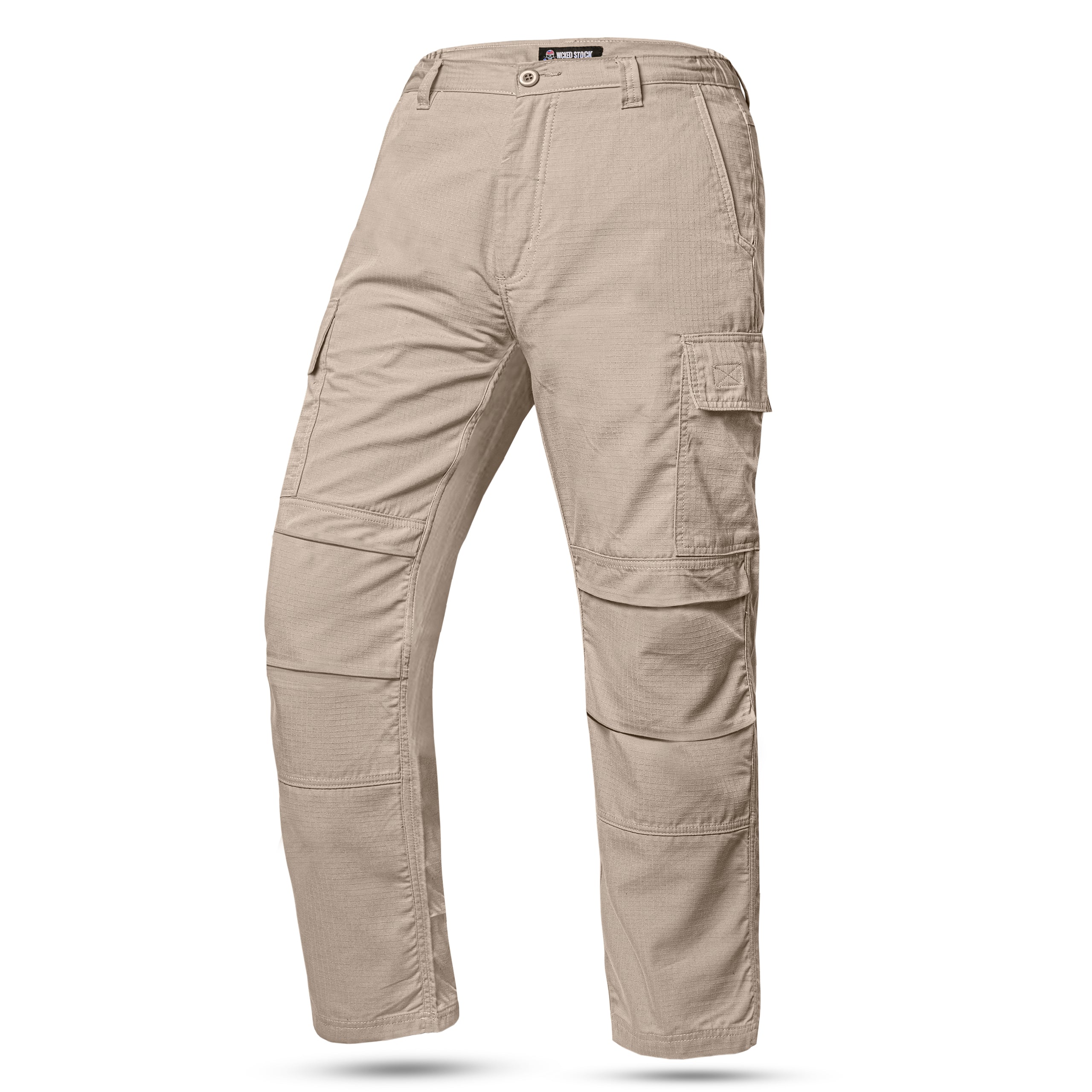 WICKEDSTOCK Ripstop Mens Cargo Pants - Durable Tactical Pants Stretch Waistband Multiple Pockets-Military Pants