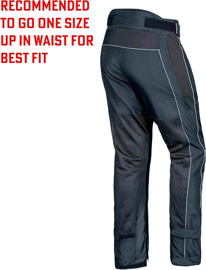 Men’s Motorcycle Mesh Pants Full Leg Zipper Riding Pants powersports Protective Armored Adv CE Over The Boot Motocross Pants