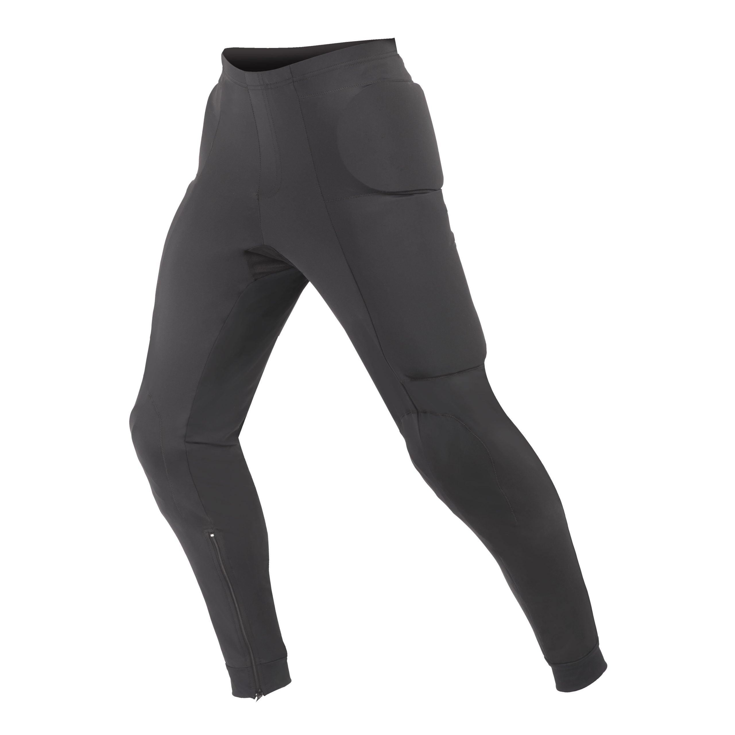 Black motorcycle riding pants shown in a three-quarter view with CE Level 2 removable armor