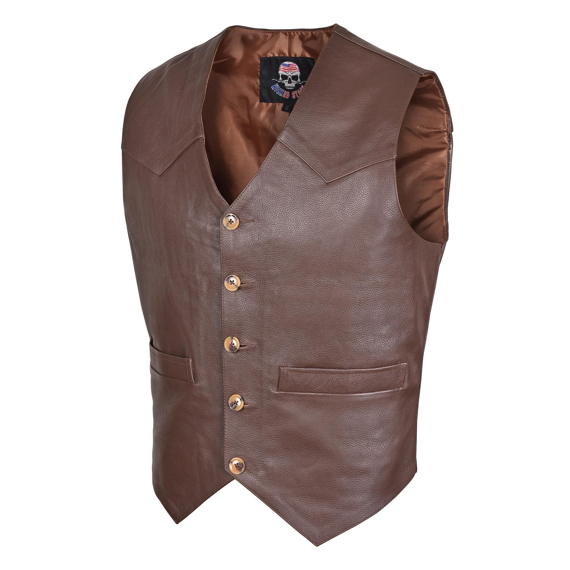 Brown Men's Premium Leather Vest Western Style