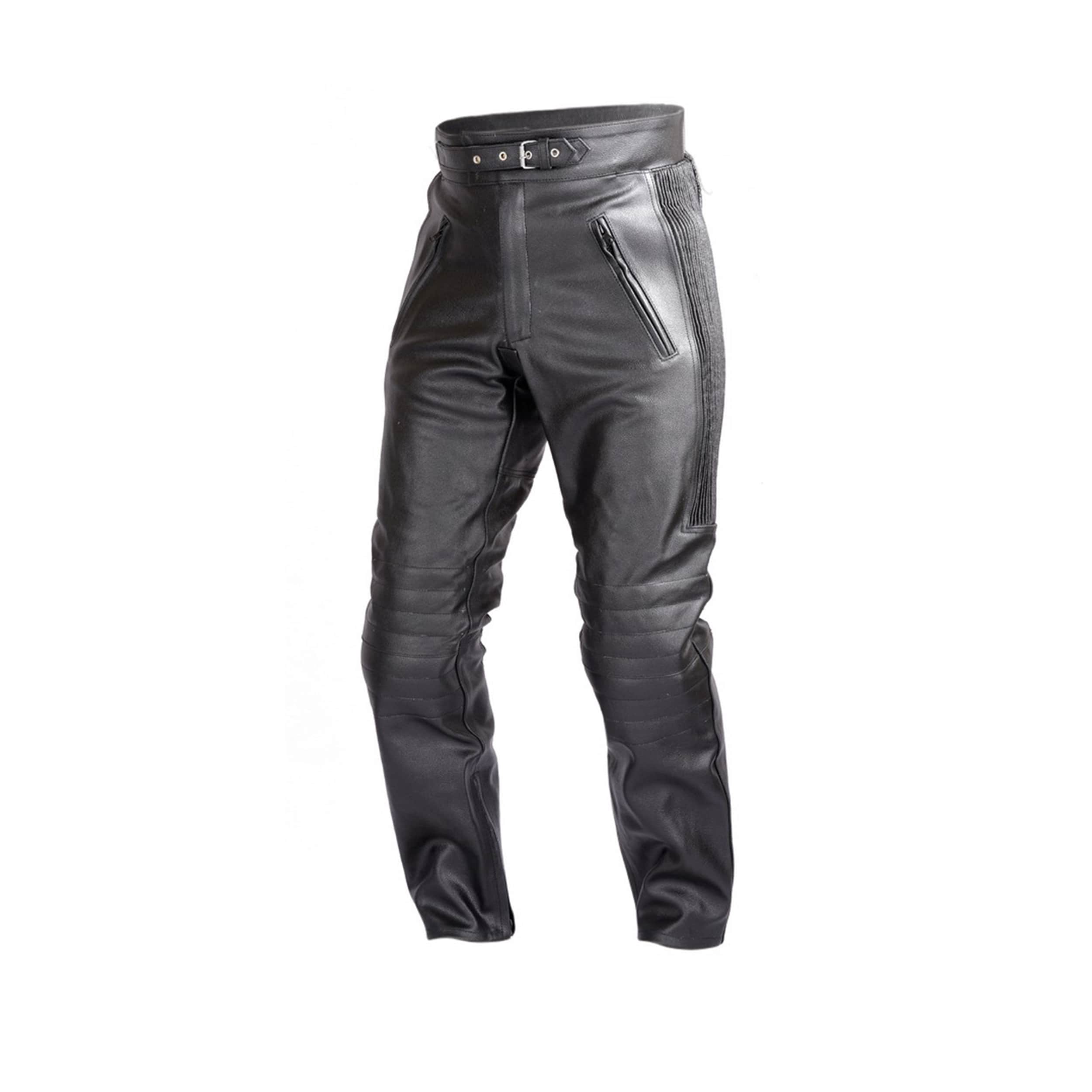 WICKED STOCK Leather Pants for Men Black Motorcycle Riding Pants-Armored Off Road Adventure