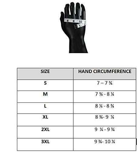A measuring tape wraps around a hand model displaying goatskin leather motorcycle gloves