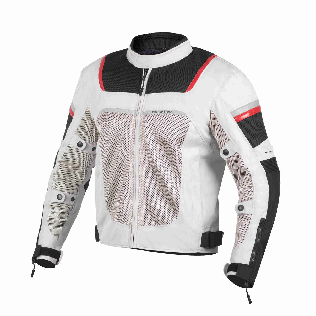 Front view of the Sahara sand mesh motorcycle jacket featuring mesh panels and YKK zippers