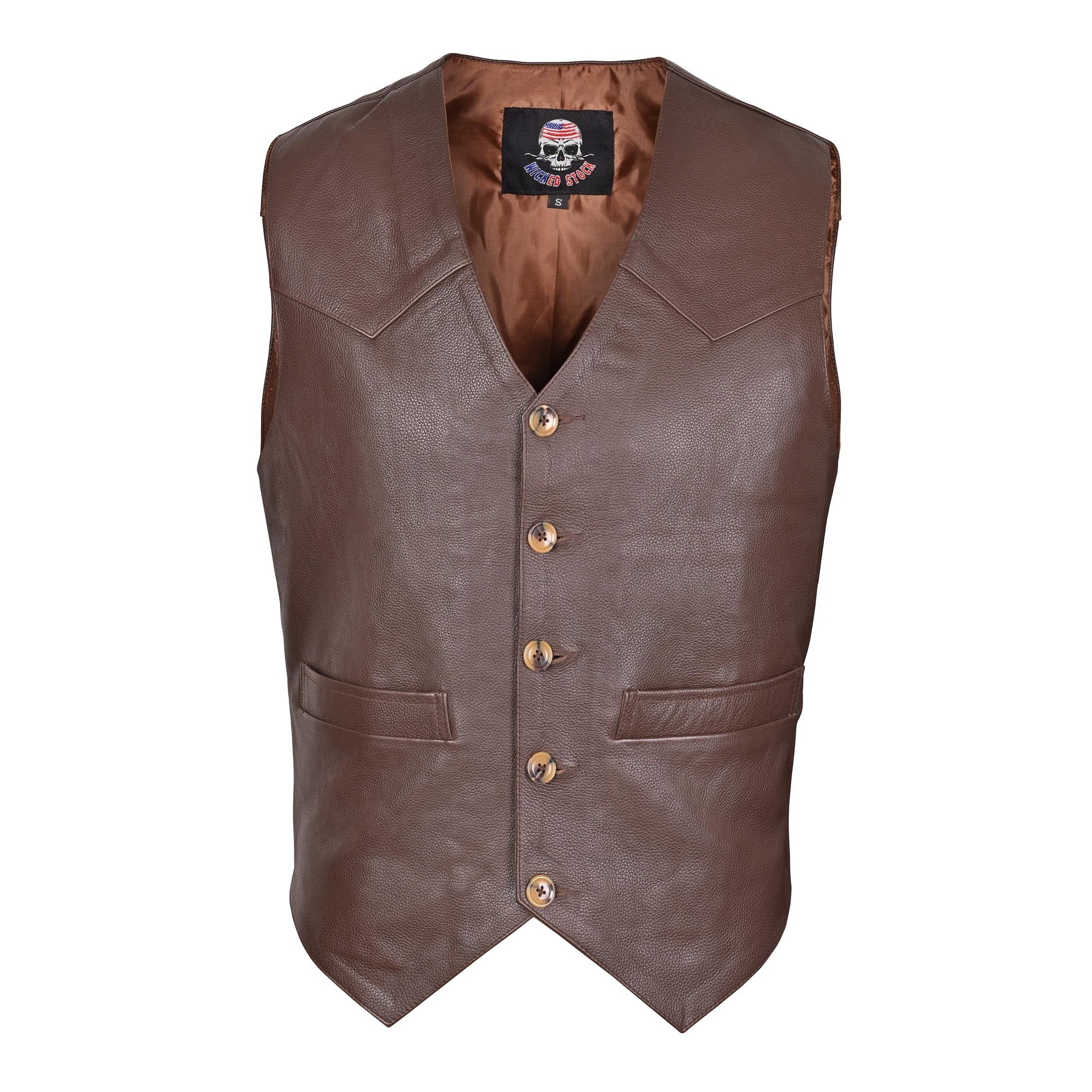 Brown Men's Premium Leather Vest Western Style