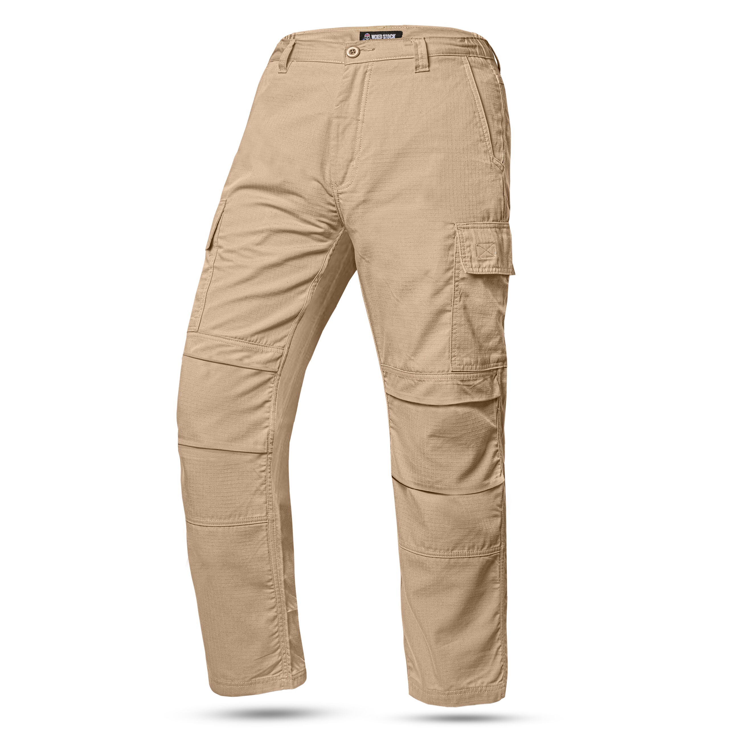 WICKEDSTOCK Ripstop Mens Cargo Pants - Durable Tactical Pants Stretch Waistband Multiple Pockets-Military Pants