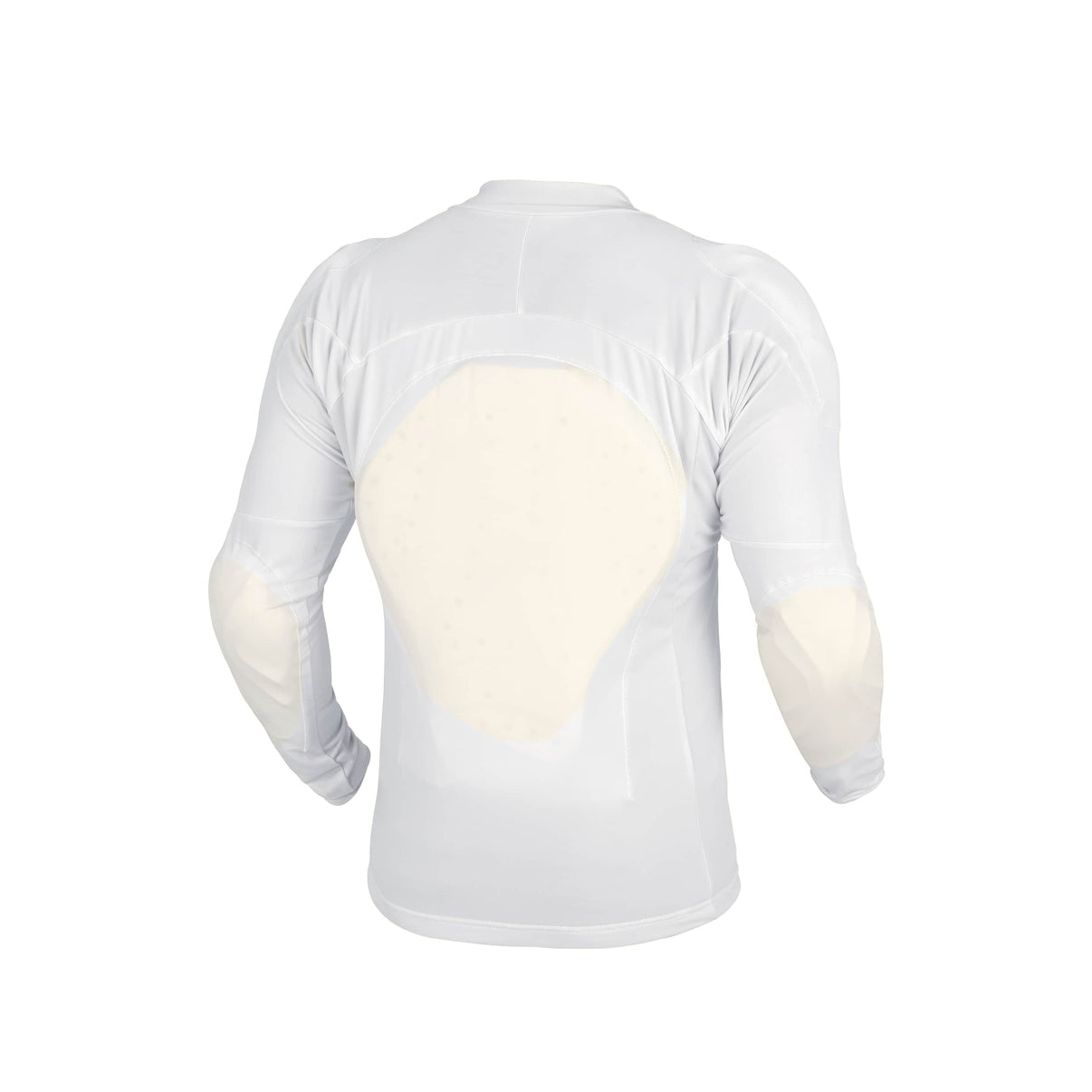 Rear view of the white motorcycle riding shirt showing CE armor pockets